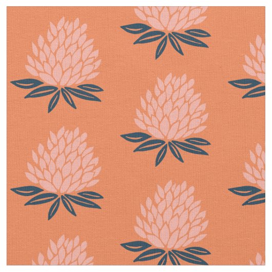 Lotus Wasserlilie Pink Blau-Orange Muster Stoff (Nahaufnahme)