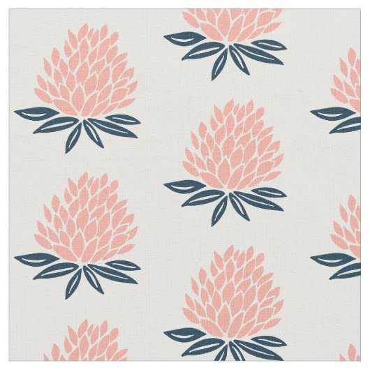 Lotus Wasserlilie Rosa blaues Muster Stoff (Nahaufnahme)