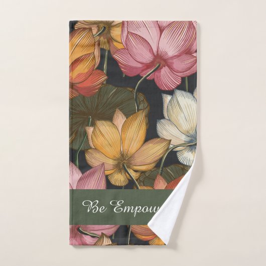 Lotus Water Lilies blühen auf schwarzer Übung Handtuch (Handtuch)