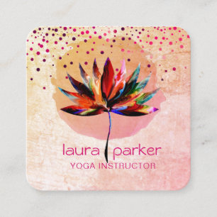 Lotus Watercolor Rainbow Yoga Massage Therapeut Quadratische Visitenkarte