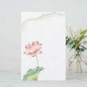 Lotus Watercolor Stationery Briefpapier (Stehend Vorderseite)