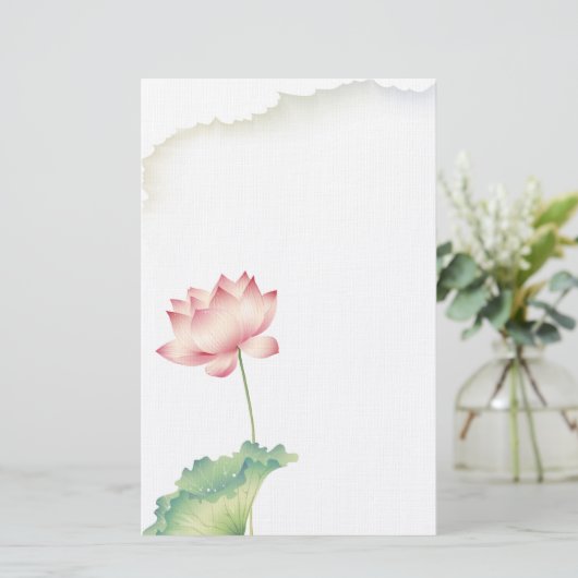 Lotus Watercolor Stationery Briefpapier (Stehend Vorderseite)