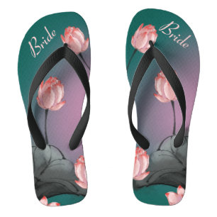 Lotus Wedding Bride Retro Blumenmuster Badesandalen