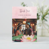 Lotus Wedding Dankeskarte (Stehend Vorderseite)