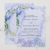 Lotus Wedding Einladungen für lila und blaue Flora (Vorne/Hinten)