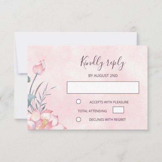 Lotus Wedding RSVP Karte (Vorderseite)