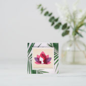 Lotus Woman | Green Verlassen Rahmen Quadratische Visitenkarte (Stehend Vorderseite)