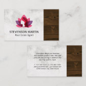 Lotus Woman | Marmor | Holzkörntrim Visitenkarte (Vorne/Hinten)