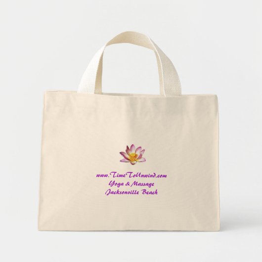 Lotus, www.TimeToUnwind.comYoga & MassageJackso.. Mini Stoffbeutel (Vorne)