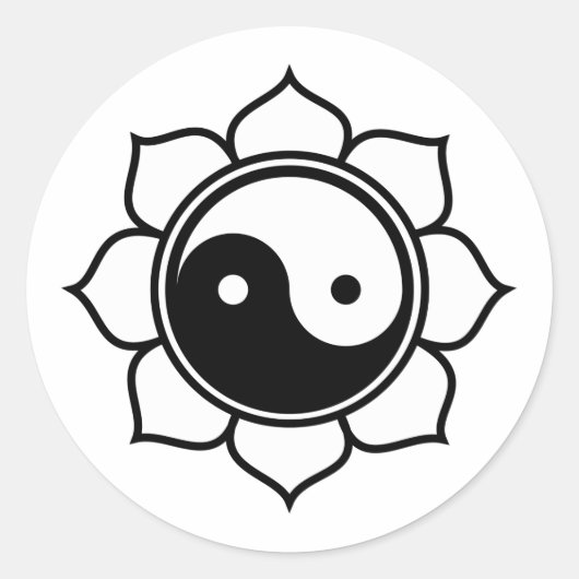 Lotus Yin Yang Runder Aufkleber (Vorderseite)