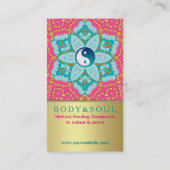 Lotus Yoga Aqua Pink Gold Karte (Rückseite)