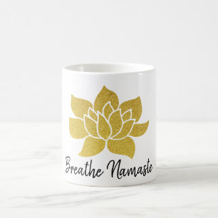 *~* Lotus Yoga Golden Breaste Namaste Gold Lotus Verwandlungstasse