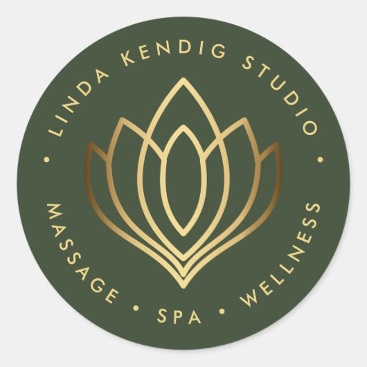 Lotus-Yoga | Grün | Wellness-Massage-Wellness-Cent Runder Aufkleber (Vorderseite)