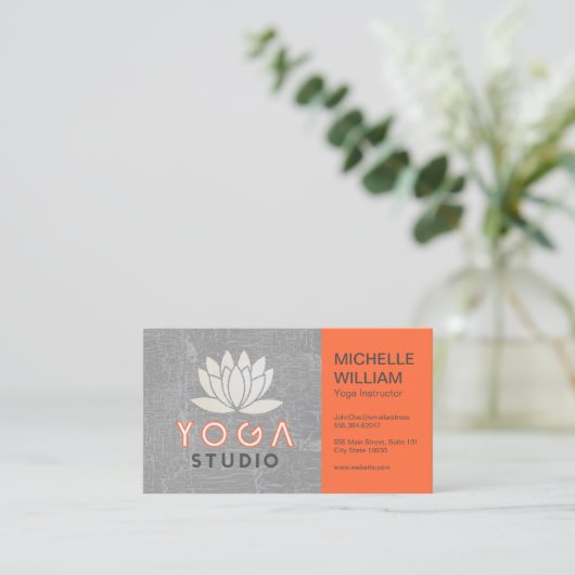 Lotus | Yoga Studio | Instructor Business Card Visitenkarte (Stehend Vorderseite)