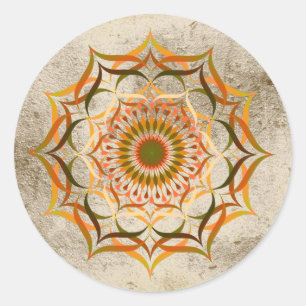 Lotusblüten-Aquarell-Gold-Mandala-Heilung-Yoga Runder Aufkleber