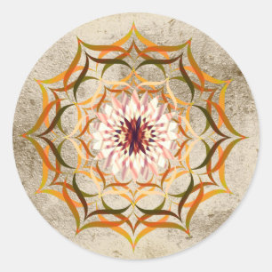 Lotusblüten-Aquarell-Gold-Mandala-Heilung-Yoga Runder Aufkleber