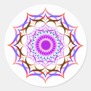 Lotusblüten Aquarell Mandala Heilung Yoga Runder Aufkleber