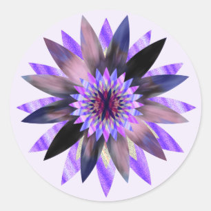 Lotusblüten Aquarell Mandala Heilung Yoga Runder Aufkleber