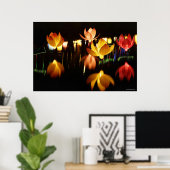 Lotusförmige Laternen für das Mittelherbstfest Poster (Heimbüro)