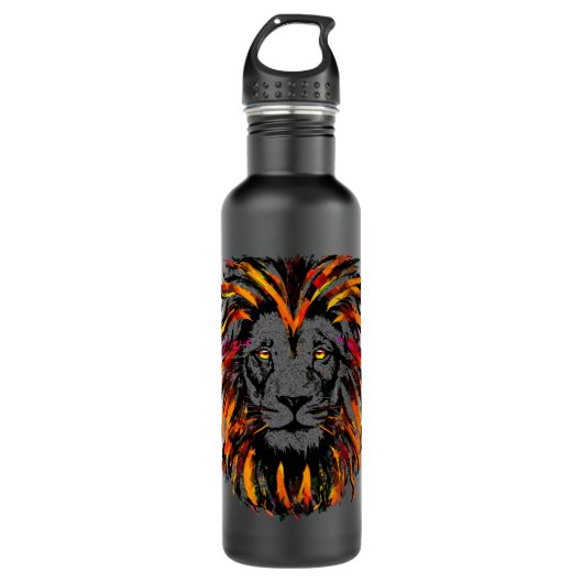 Lötwasserflasche | Orange Dark Lion Illustration Edelstahlflasche (Vorderseite)