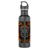 Lötwasserflasche | Orange Dark Lion Illustration Edelstahlflasche (Rückseite)