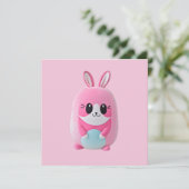 "Lou Lou" Eine kuschelige, rosa Kreatur Einladung (Stehend Vorderseite)