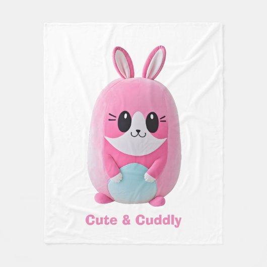 "Lou Lou" Eine kuschelige, rosa Kreatur. Fleecedecke (Vorderseite)