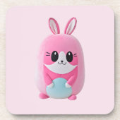 "Lou Lou" Eine kuschelige, rosa Kreatur Getränkeuntersetzer (Vorderseite)