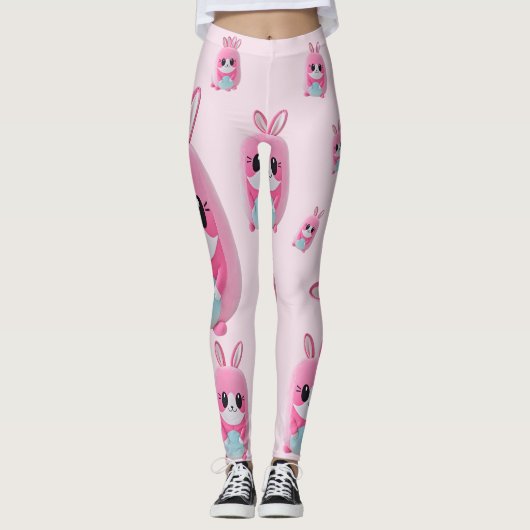 "Lou Lou" Eine kuschelige, rosa Kreatur Leggings (Vorderseite)