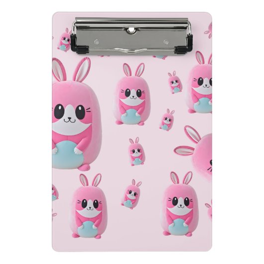 "Lou Lou" Eine kuschelige, rosa Kreatur Mini Klemmbrett (Vorderseite)