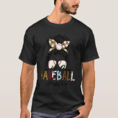 Loud And Proud Baseball Auntie Bleached Messy Bun  T-Shirt (Vorderseite)