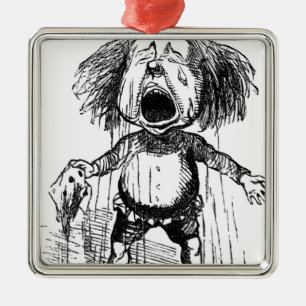 Loud Cry Boy Funny Cartoon Zeichne Tränen Silbernes Ornament