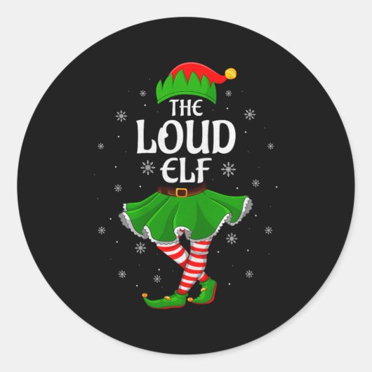 Loud Elf Christmas Family Girls Women Elf Squad Xm Runder Aufkleber (Vorderseite)
