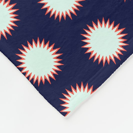 Loud Flash Blue With Orange Outline Bold Pattern Fleecedecke (Ecke)