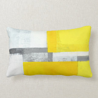 "Loud" graue und gelbe abstrakte Kunst Lendenkissen