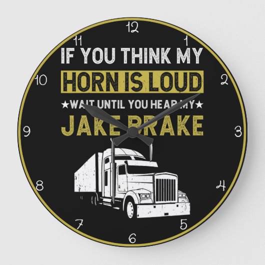 Loud Horn Jake Brake Trucker Große Wanduhr (Vorderseite)