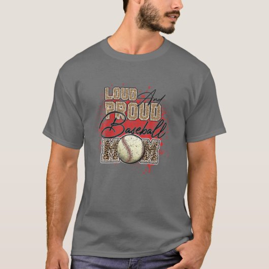 Loud Proud Baseball Mama Leopard Softball Player M T-Shirt (Vorderseite)