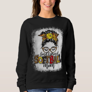 Loud & Proud Baseball Mama Messy Bun Hair Leopard  Sweatshirt