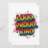 Loud Proud Kind Rainbow Pride Quote Einladung (Vorne/Hinten)