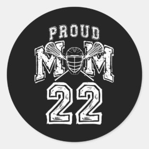 Loud Proud Lacrosse Mama Number Player 22 Mama Fam Runder Aufkleber