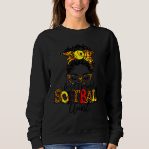 Loud & Proud Softball Tante Messy Bun Leopard Blea Sweatshirt