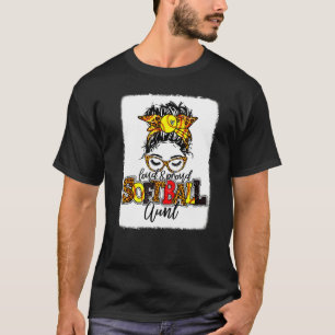 Loud & Proud Softball Tante Messy Bun Leopard Blea T-Shirt