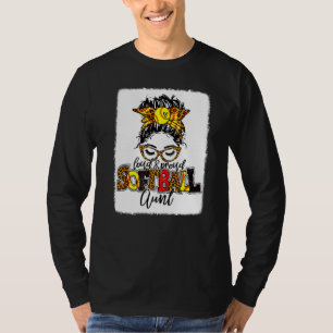 Loud & Proud Softball Tante Messy Bun Leopard Blea T-Shirt