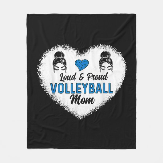 Loud & Proud Volleyball Mama Messy Bun Hair Mother Fleecedecke (Vorderseite)