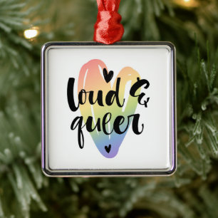 Loud & Queer   Watercolor Heart Ornament Aus Metall