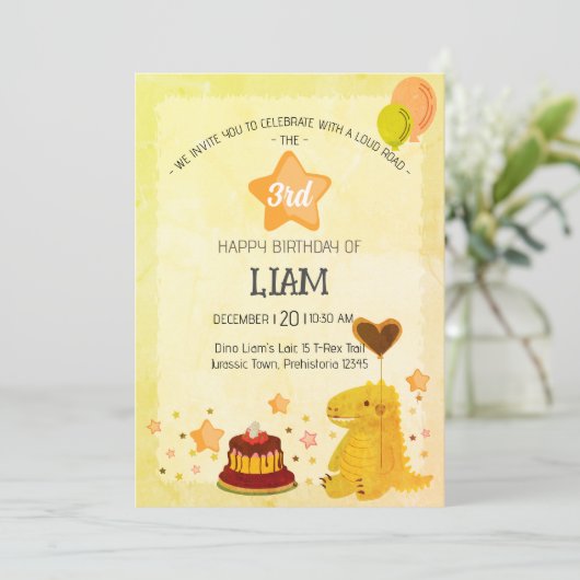 Loud Roar 3. Geburtstag Einladung (Stehend Vorderseite)