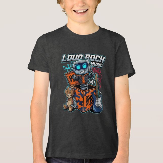 Loud Rock Music Robot Tri-Blend Shirt (Vorderseite)