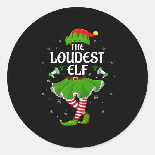 Loudest Elf Christmas Family Girls Women Elf Squad Runder Aufkleber (Vorderseite)