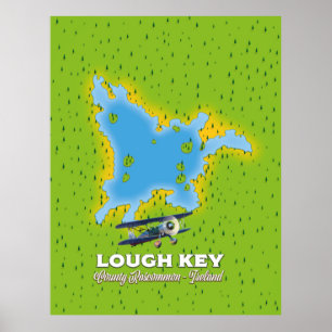 Lough Key Landkreis Roscommon, Irland Karte Poster