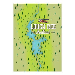 Lough Ree Ireland Vintag Map. Fotodruck